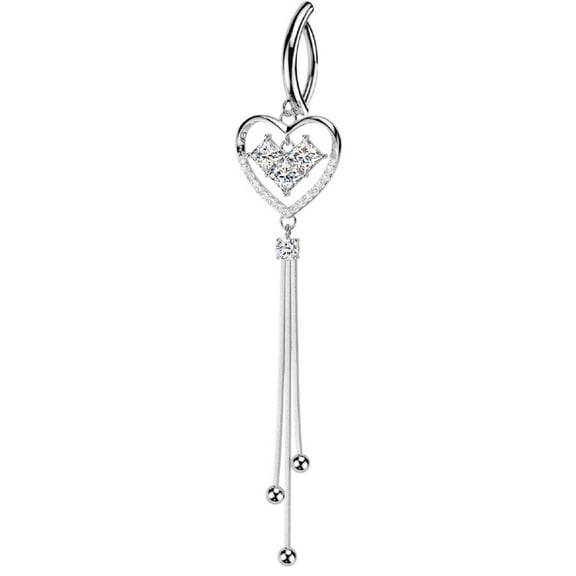 Belly Button Ring Hinged Belly Button Ring With Square CZ Heart
