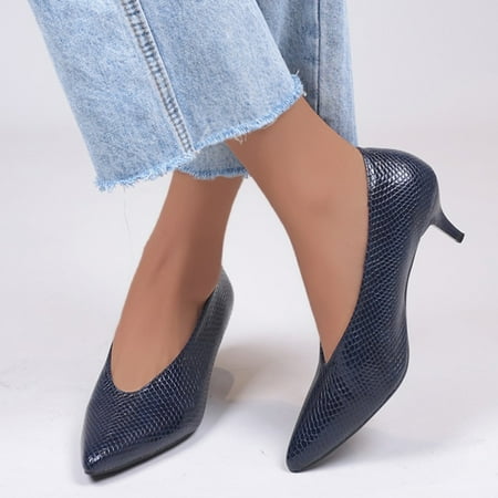 

Cathalem Women High Leisure Single Solid SlipOn Work Shoes Color Shoes Toe Heels Shoes Pointed Clear Pumps High Heels for Women Blue 8