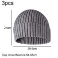 thumbnail image 2 of grey Gorro tejido para niño y niña, gorros tejidos de invierno, gorro cálido con calavera para nieve, negro + verde militar + rosa agua, 2 of 5