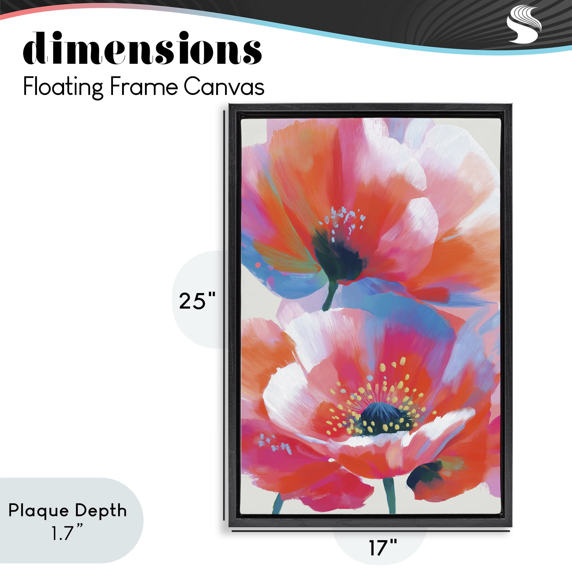 Stupell Industries Poppies in Soft Light Black Framed Floater Canvas Wall Art, design by Chromatic Storm Studio