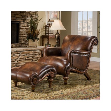 Bundle 76 D Oro Lennox Leather Chair And Ottoman Set