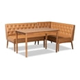 thumbnail image 2 of Baxton Studio Riordan Mid-Century Modern Tan Faux Leather Upholstered and Walnut Brown Finished Wood 3-Piece Dining Nook Set, 2 of 7