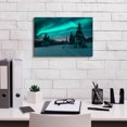 thumbnail image 3 of Epic Graffiti 'Northern Lights In Winter Forest 4' by Epic Portfolio, Giclee Canvas Wall Art, 18"x12", 3 of 8