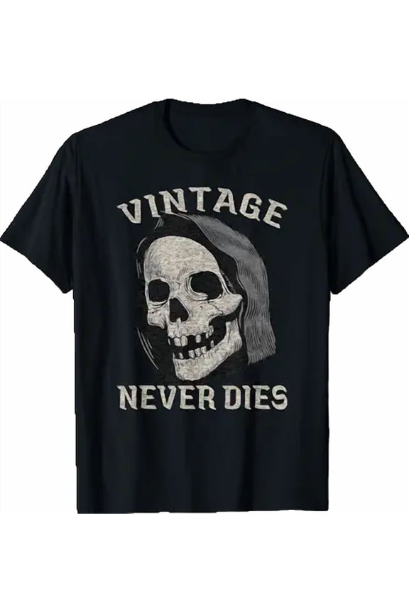 Funny Old Man Guy Skeleton Skull Vintage Graphic T-Shirt, Vintage Birthday Gift