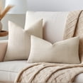 thumbnail image 2 of Unique Bargains Linen Soft Solid Throw Pillow Covers Pack of 2 Milky White 18" x 18", 2 of 6