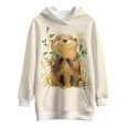 thumbnail image 4 of Psesaysky Girls Sweatshirt Cute Otter Floral Printed Hoodie Dress Long Sleeve Pullover Fall Fashion Hooded Top for Teen Girls with Pockets for 9-10 Years, 4 of 7