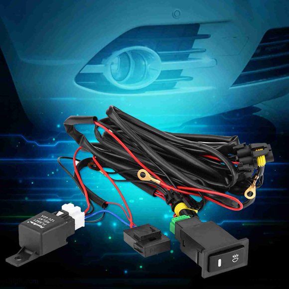 Fog Light Wiring Harness Kit, 12V Universal Car Led Fog Light On and Off Switch Wiring Harness Relay Kit