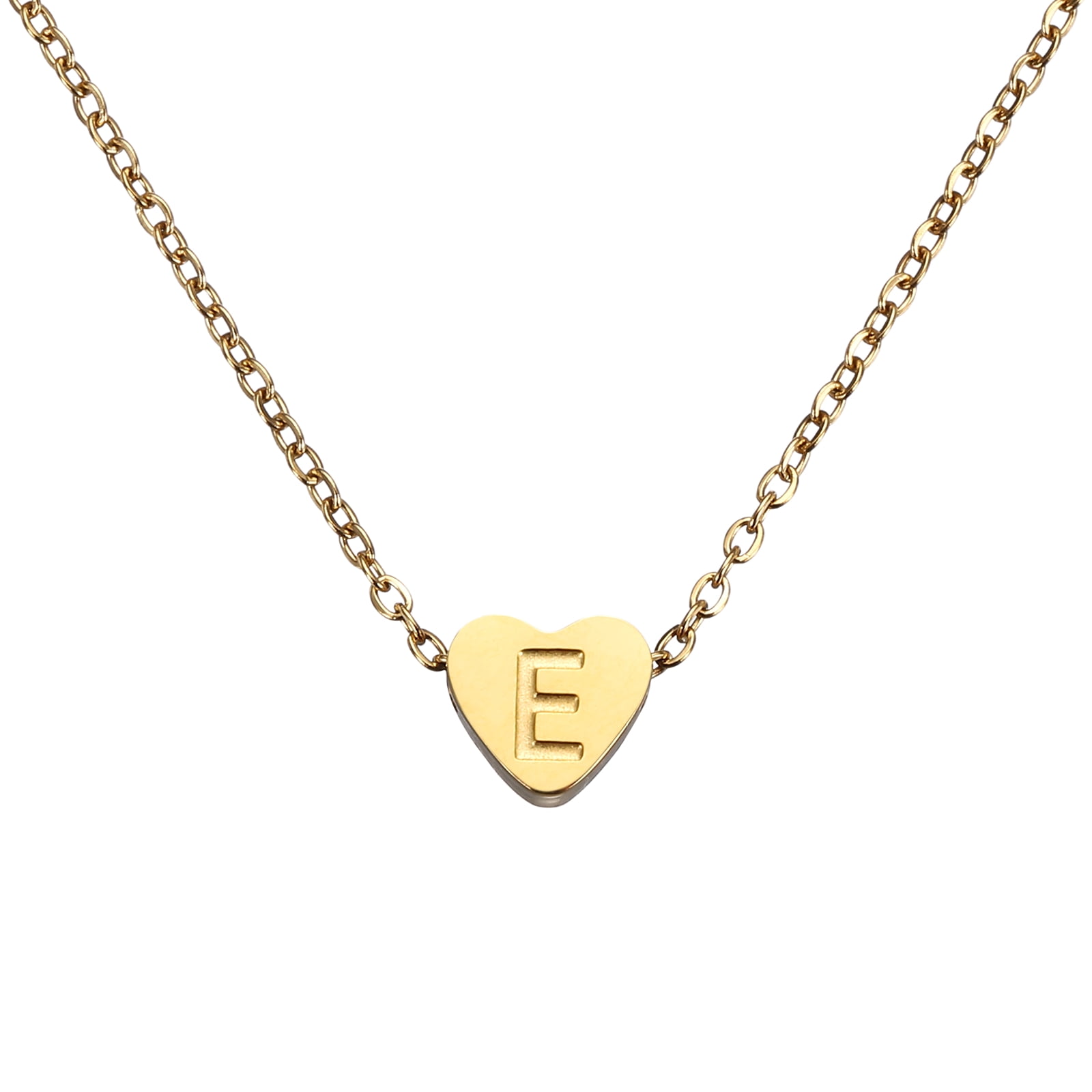 Uxcell Initial Heart Necklace for Women, 18K Gold Plated Stainless Steel Chain Dainty Personalized Name Letter E Pendant Necklaces for Woman Jewelry Gifts, Gold Tone