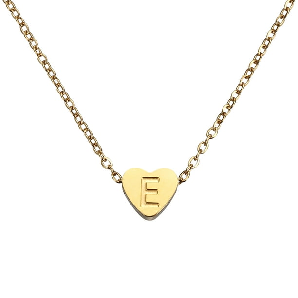 Collar Inicial de Corazón Uxcell para Mujeres, Cadena de Acero Inoxidable Baño de Oro de 18K, Collar Personalizado con Letra E para Regalos de Joyería para Mujeres, Tono Dorado