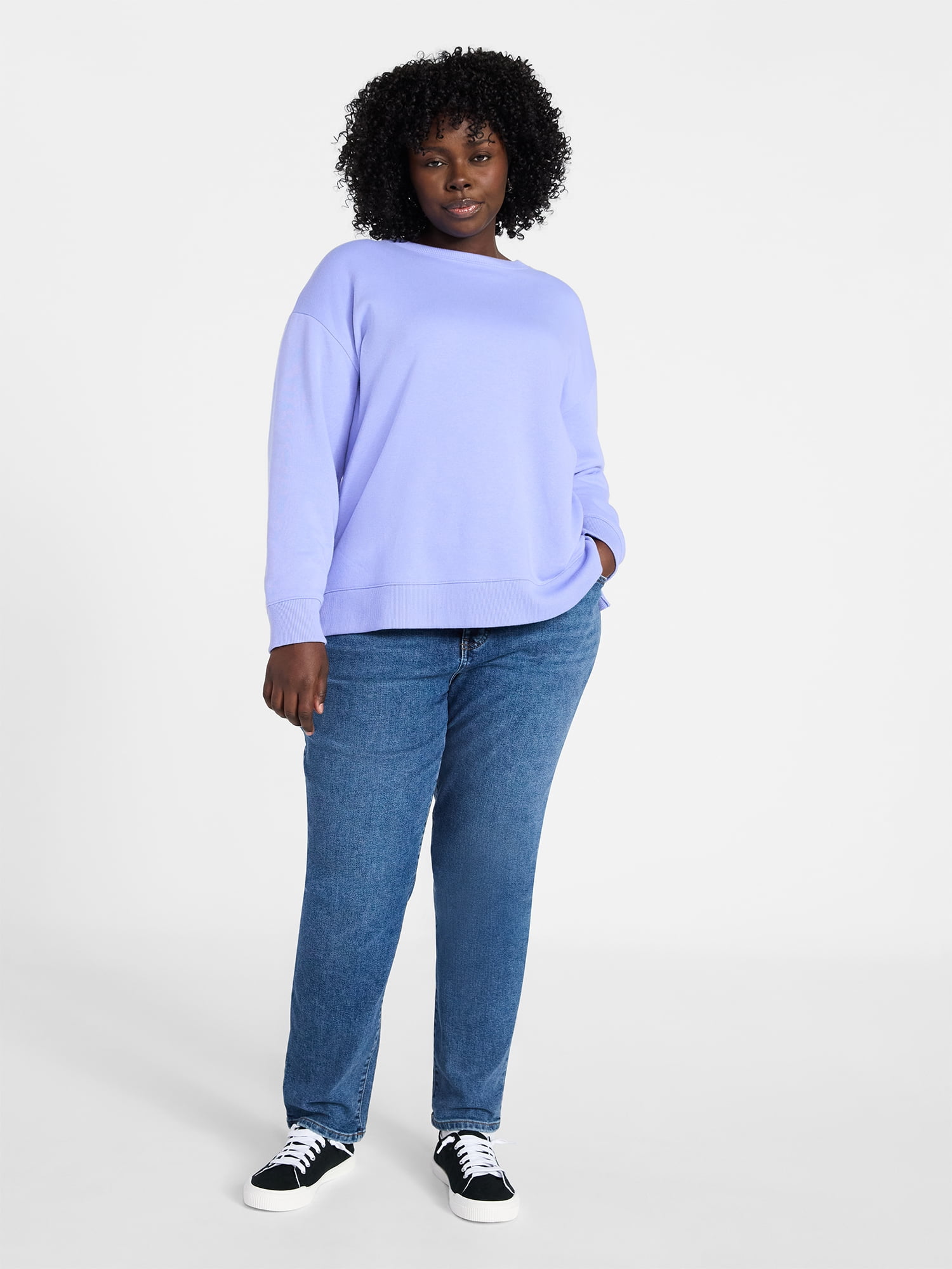(2 pack) Terra & Sky Women's Plus Size Fleece Sweatshirt, Size 0X-5X