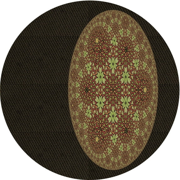 Ahgly Company Indoor Round Patterned Red Dirt Brown Area Rugs, 5' Round