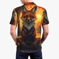 thumbnail image 3 of Balery Sunset Maple Tree Fox Printed Men’s Short Sleeve Polo Shirt, Midweight Men's Shirt,Golf Polo shirts -X-Large, 3 of 8