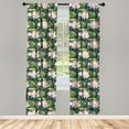 thumbnail image 3 of Ambesonne Lily Flower Curtains, Pink Blooms on Pond, Pair of 28"x63", Multicolor, 3 of 5
