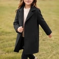 thumbnail image 6 of VEKDONE Girls Wool Blend Peacoat Single Breasted Lapel Mid Long Trench Coat with Pockets Kids Casual Warm Winter Overcoat Black,10-11Years, 6 of 9