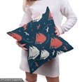 thumbnail image 4 of Ambesonne Marine Fabric by the Yard Upholstery, Grunge Sailboats and Birds, 10 Yards, Night Blue Coral White, 4 of 4