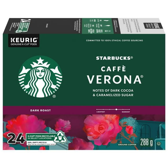Starbucks® Caffè Verona® Café Moulu Torréfaction Foncée K-Cup® capsules 24 unités 24 EA