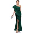 thumbnail image 4 of HSHDLDF Women's One Shoulder Ruffled Split Mermaid Evening Gown Cocktail Long Formal Dress, 4 of 6