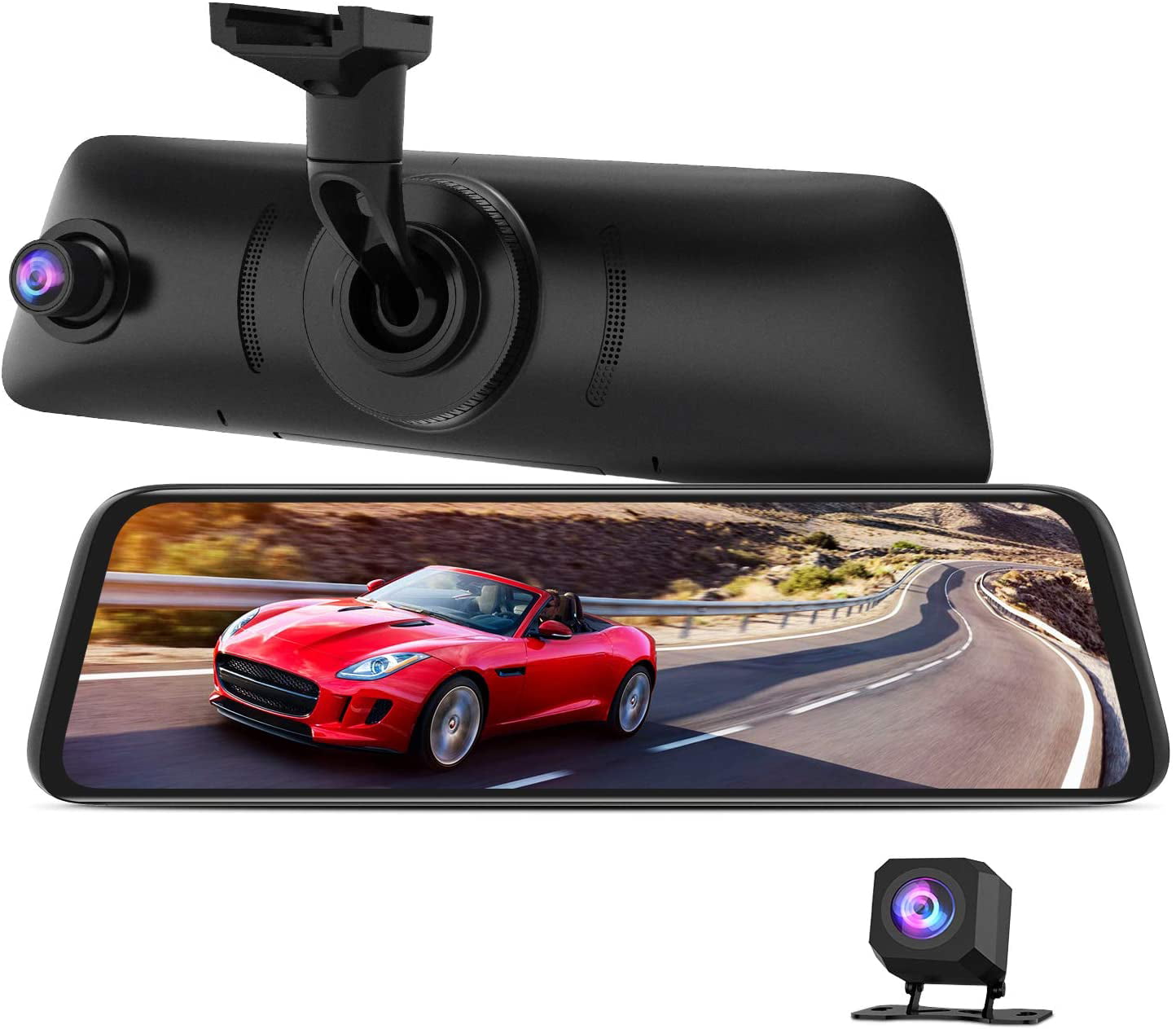 Four Lens 1296P 9.88" GPS 4G WiFi Car DVR Video BT ADAS Dash Cam Rearview Mirror 