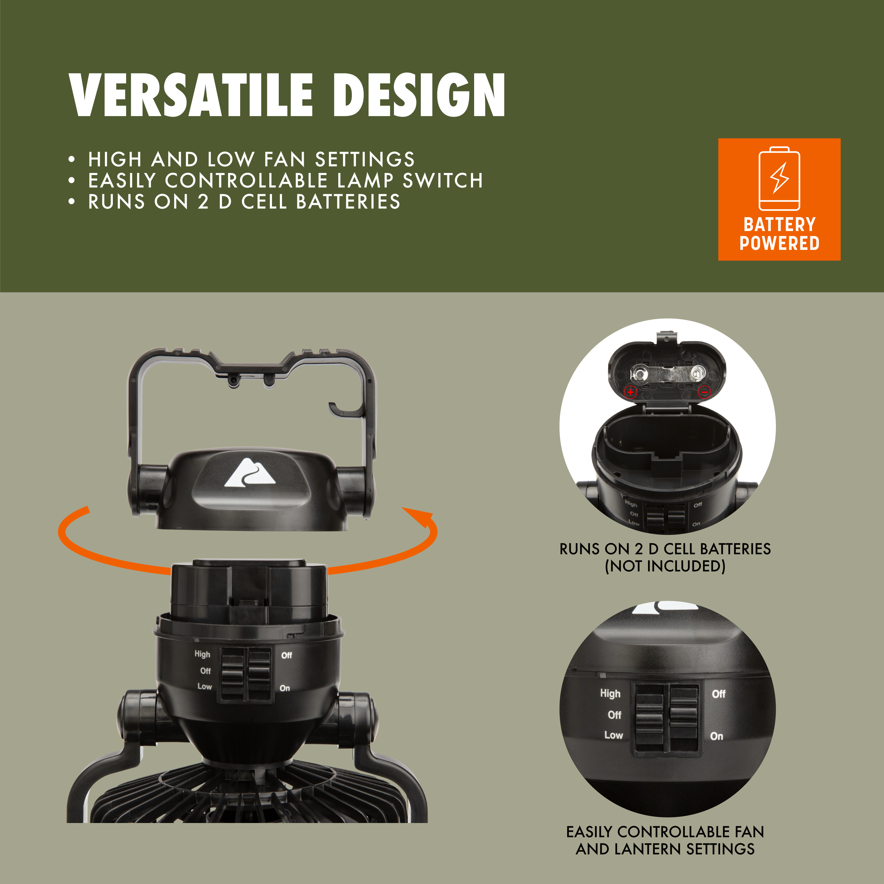 Linterna de campamento Ozark Trail con ventilador ajustable, 145 lúmenes, hasta 11 horas de duración 6