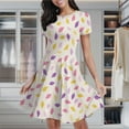 thumbnail image 2 of Colorful Leaf Pattern Fabric Women's Classic Swing Skater Dress Casual Work Party Cocktail Dresses, 2 of 6
