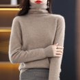 thumbnail image 1 of Suéter de lana para mujer, suéter de cuello alto de otoño e invierno, suéter suelto sin costuras, suéter de cachemira, 1 of 6