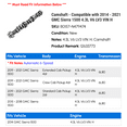 thumbnail image 2 of Camshaft - Compatible with 2014 - 2021 GMC Sierra 1500 4.3L V6 LV3 VIN H 2015 2016 2017 2018 2019 2020, 2 of 3