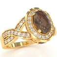 thumbnail image 5 of Three Stone Smoky Quartz Diamond Peekaboo Halo Engagement Ring In 14k Yellow Gold, 5 of 6