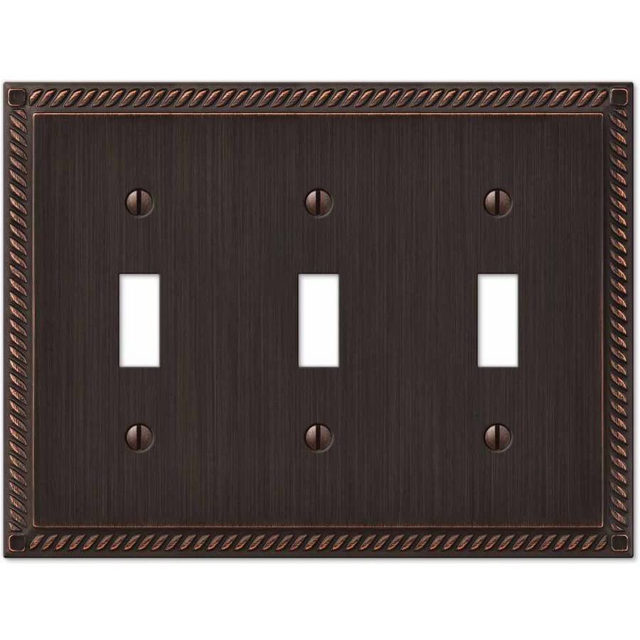 Georgian Aged Bronze Cast Triple Toggle Wallplate