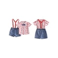 thumbnail image 2 of Cenuakty Toddler 6M 12M 18M 24M 2T 3T 4T Boys Shorts Set, Stars Striped Shirt with Denim Overall Shorts Summer 4th of July Outfit, 2 of 9
