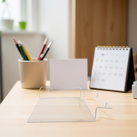 OFFIGAM Office Desktop Mesh Rack Phone Stand Elevator in White Metal