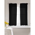 thumbnail image 3 of Black Curtains 45 Inch Length, Sheer Curtains for Bedroom Living Room Window Pure Black Rod Pocket Voile Drapes Kitchen Curtains Small Half Window 52"x45" 2 Panels, 3 of 7