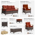 thumbnail image 6 of MEISSALIVVE 10 Pieces Outdoor Patio Furniture Sets, Wicker Patio Conversation Sets with 2 Wood Armrests Swivel Glide Chairs,2 Single Chairs, Outdoor Couch and Coffee Table(Red), 6 of 10