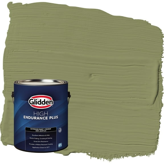 Glidden HEP Paid in Full / Green Semi-Gloss Exterior Paint with Primer, 1 Gallon