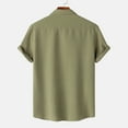 thumbnail image 4 of Up to 65% Off!Chiccall Mens Solid Button Down Shirts Summer Short Sleeve Lightweight Beach Tops Blouse Army Green, 4 of 5