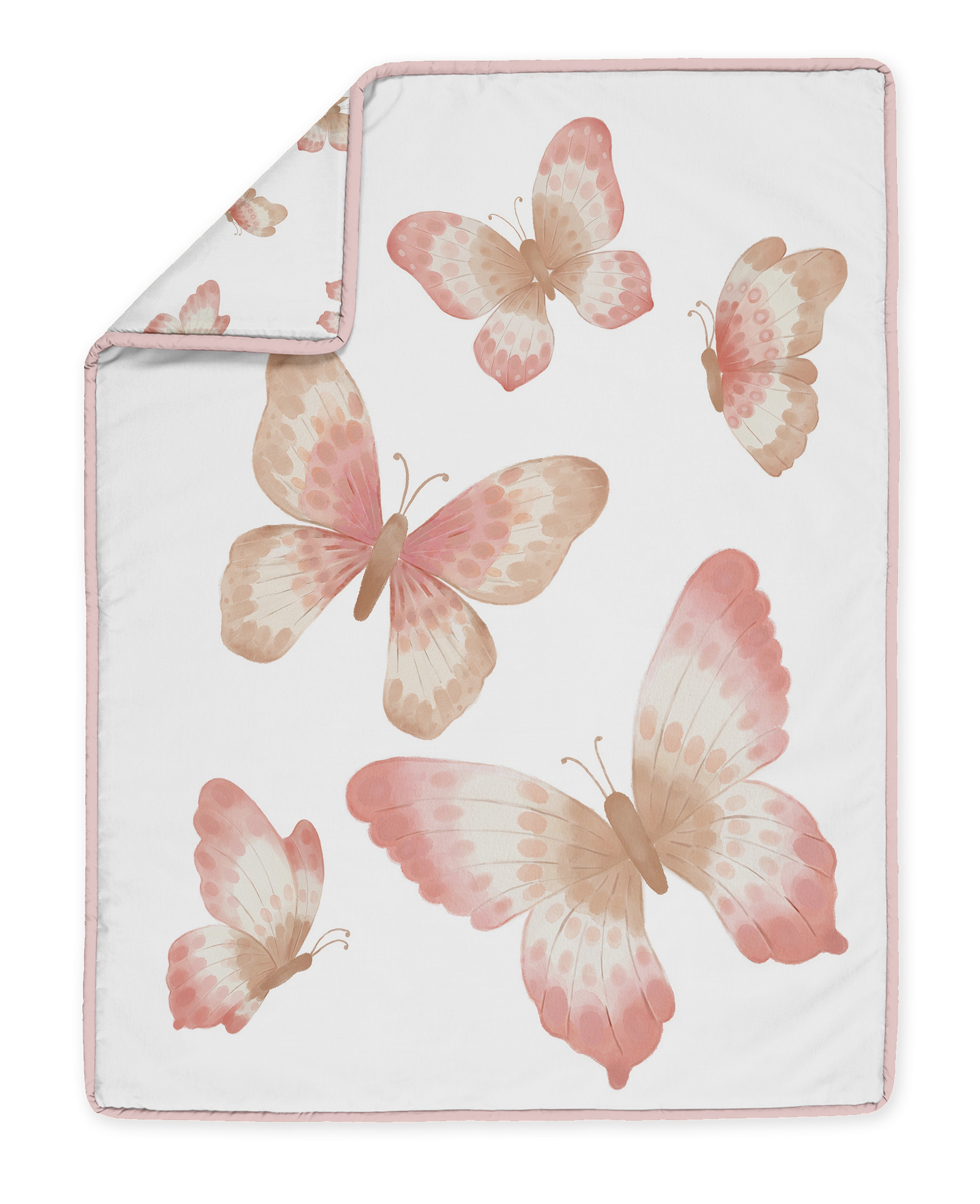 Sweet Jojo Designs Butterfly Pink and Taupe 4 Piece Crib Bedding Set