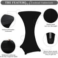 thumbnail image 4 of (Set of 4)Cocktail Spandex Stretch Tablecloth 28"x43" Square Corners Table Cover for Bar Wedding Party Banquet, Black, 4 of 8