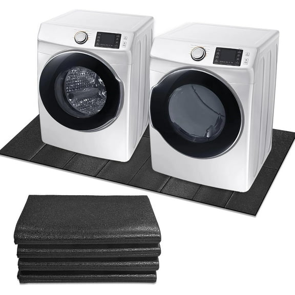 Washer Dryer Anti-Vibration Mat 62.9 * 29.5 Inches Foldable Rubber Mat for Washing Machine Dryer Waterproof Noise Reducing Pads Non-Slip Shockproof Mat for Floor Protection