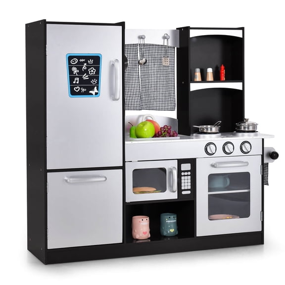 Costway Kids Kitchen Playset Wooden Chef's Pretend Play Toy Cooking Food Set Gift for Kids