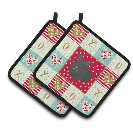 

7.5 x 7.5 in. Charcoal Chinchilla Love Pair of Pot Holders