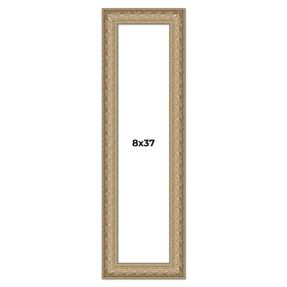8x37 Frame Ornate Silver Beaded Solid Wood Picture Frame Width 2.5 Inches | Interior Depth 1 Inches
