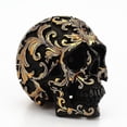 thumbnail image 4 of Artesanía de resina, cabeza de calavera negra, tallado dorado, decoración para fiesta de Halloween, escultura de calavera, adornos, accesorios de decoración del hogar, 4 of 5