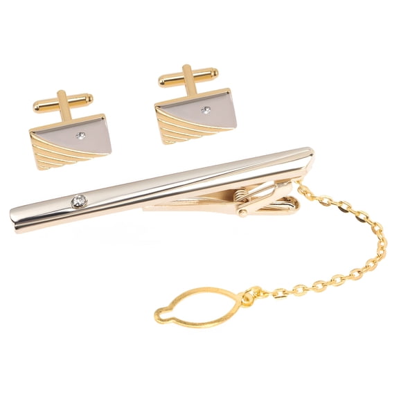 DESIGNICE Elegant Crystal Cufflinks Tie Clip for Men Business Shirts