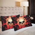 thumbnail image 2 of MKHERT Burning Skul Pillowcase Pillow Protector Cushion Cover 20x30 inch,Set of 2, 2 of 3