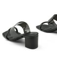 thumbnail image 4 of Pennysue Women's Block Heel Square Toe Mules Black Two Straps Backless Sandals 8M, 4 of 5