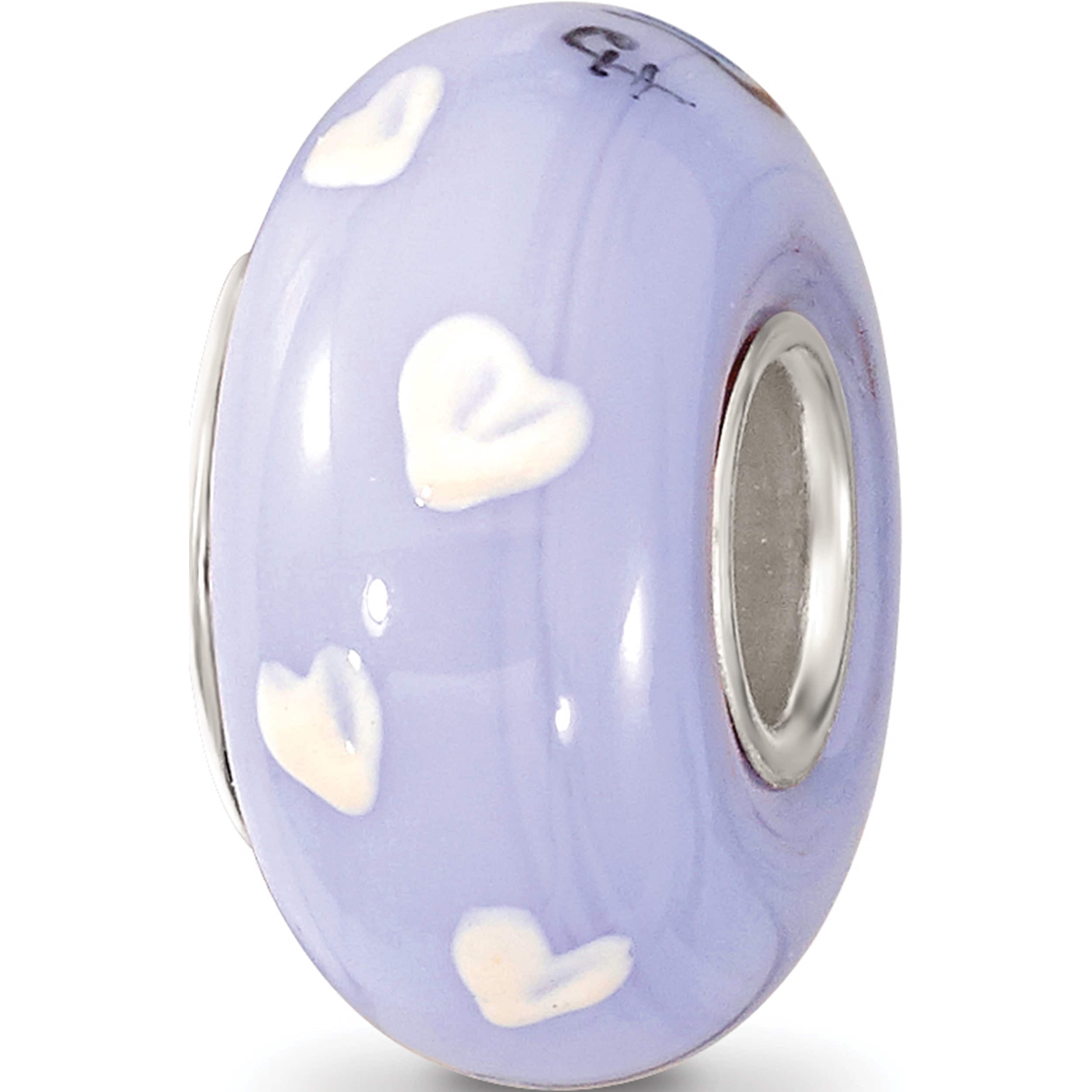 Sterling Silver Blue Hand Painted Penguins Fenton Glass Bead Made In United States qrs3612