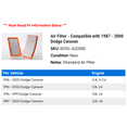thumbnail image 2 of Air Filter - Compatible with 1987 - 2000 Dodge Caravan 1988 1989 1990 1991 1992 1993 1994 1995 1996 1997 1998 1999, 2 of 2