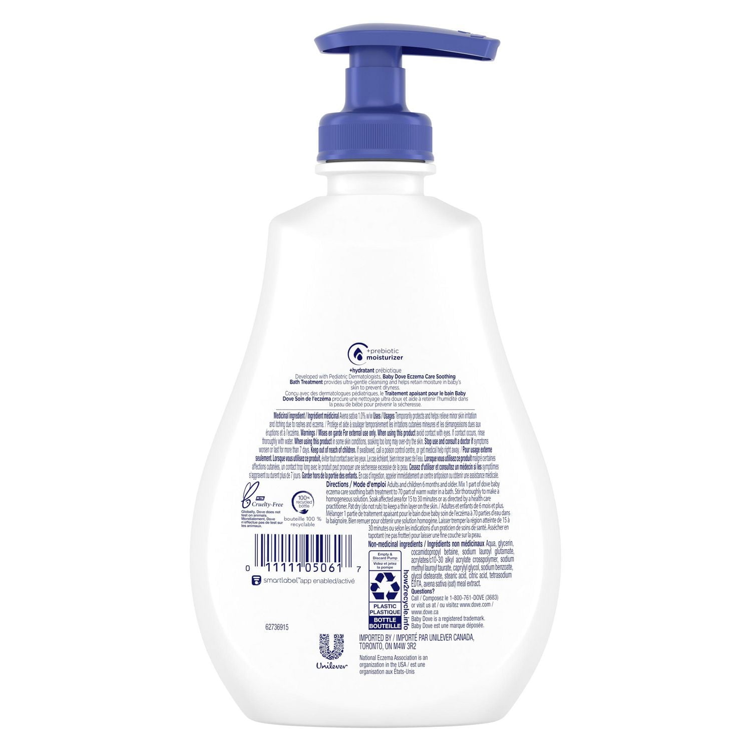 Baby Dove Traitement Apaisant pour le Bain soin cutané avec avoine colloïdale eczema care adapté aux peaux sujettes à l'eczéma, 384 ml