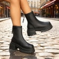 thumbnail image 4 of Dasayo Ankle Boots for Women Chunky Black Low Heel Faux Leather Round Toe Comfy Casual Boots Womans Shoes 41, 4 of 9