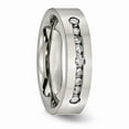 thumbnail image 5 of Grey Titanium Ring Band Wedding Diamond Round White, 5 of 7