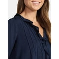 thumbnail image 4 of Time and Tru Women's Ruffle Neck Blouse with 3/4-Length Sleeves, Sizes XS-XXXL, 4 of 5